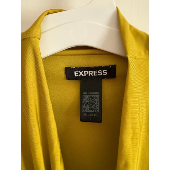 Express Conscious Edit Chartreuse Long Sleeve Blouse - Women's Large - Picture 5 of 6